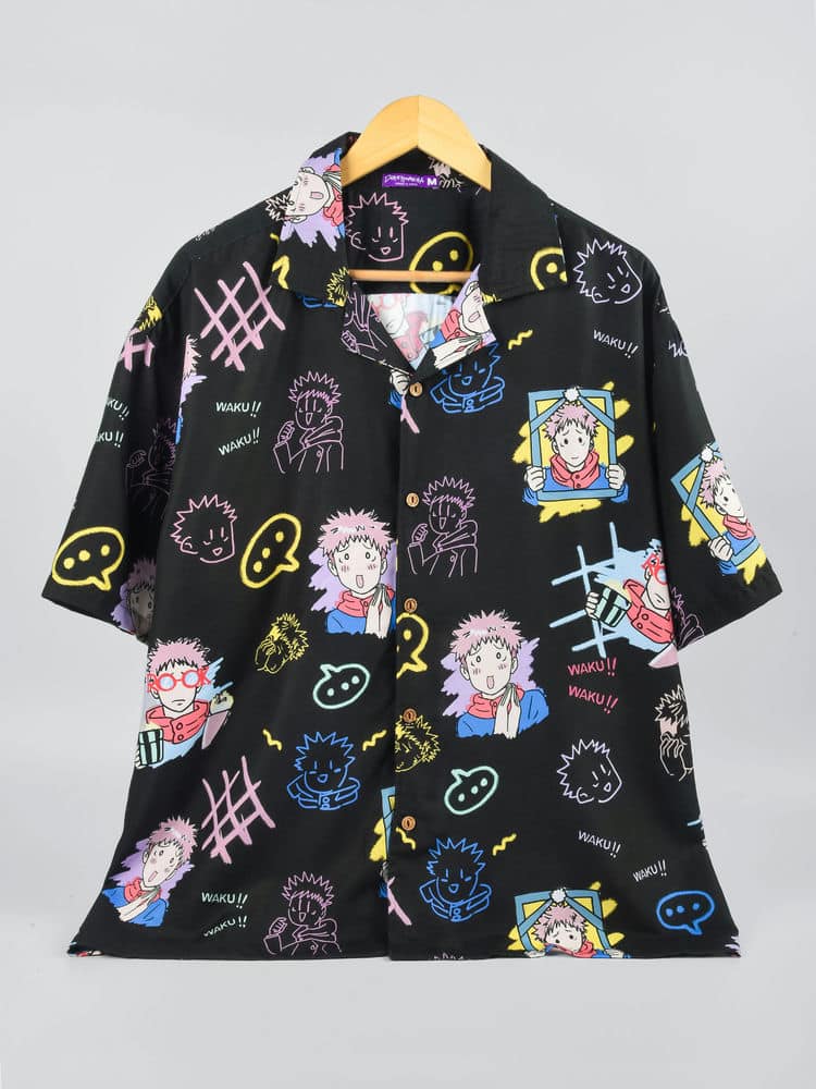 Dark Graffiti: Pink Hair Sorcerer Hawaiian Shirt - Image 2